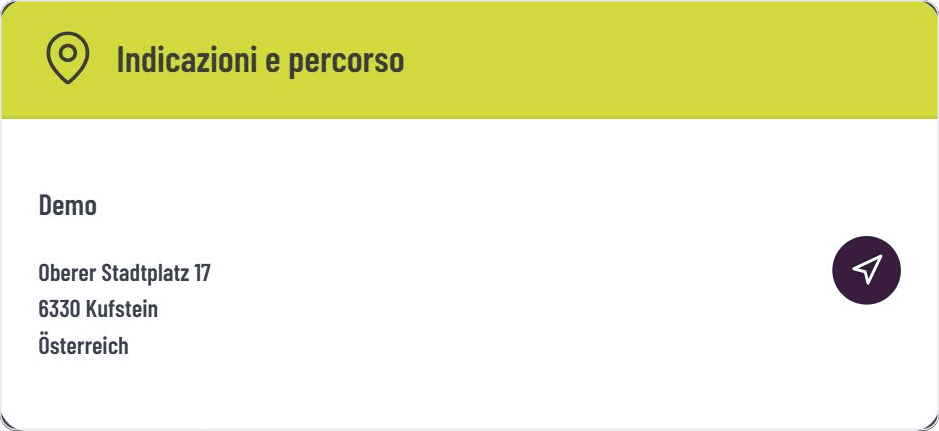 Indirizzo con navigazione a un tocco nel widget Indicazioni di GASTiNFO.EU
