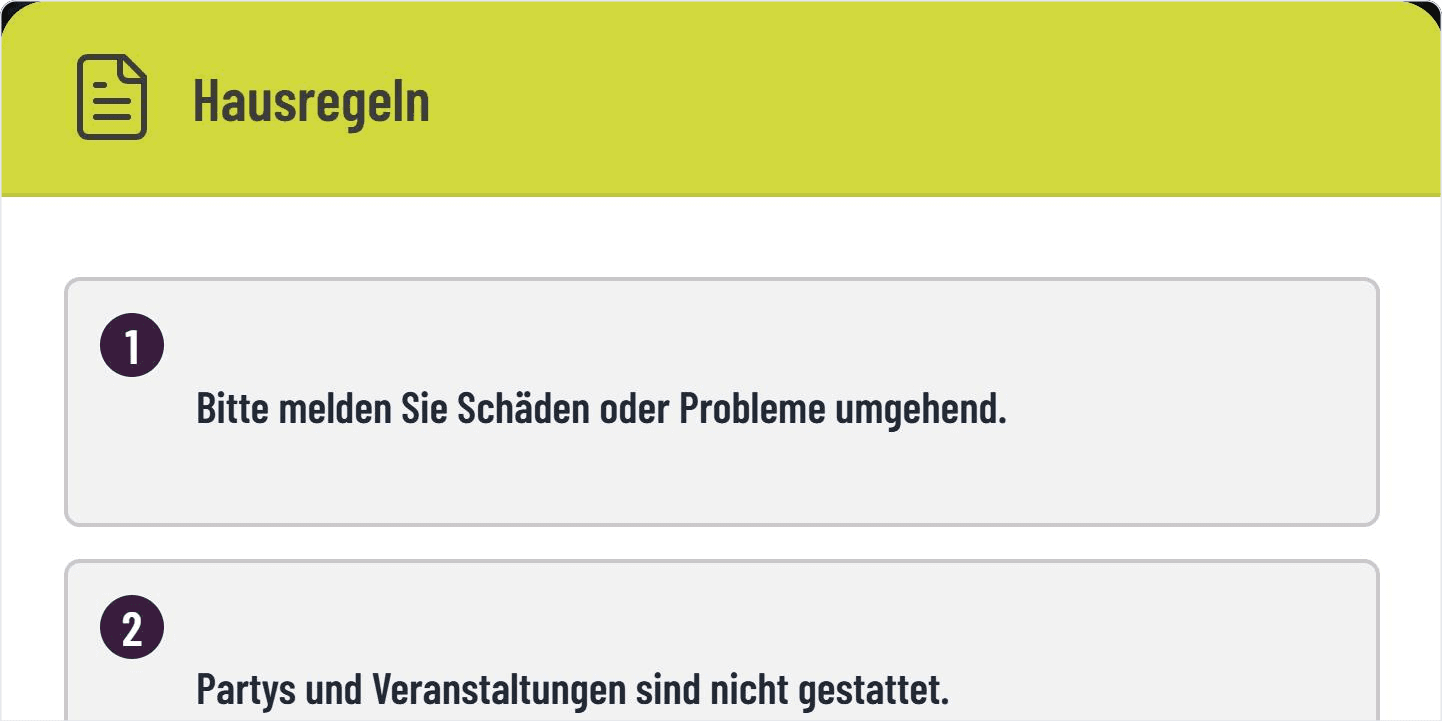Nummerierte Hausregeln im GASTiNFO.EU Widget